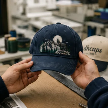 Physical branded cap sample being developed from specifications