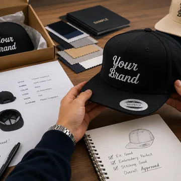 Approved custom cap sample with inspection notes