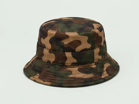 Camouflage-print cotton bucket hat